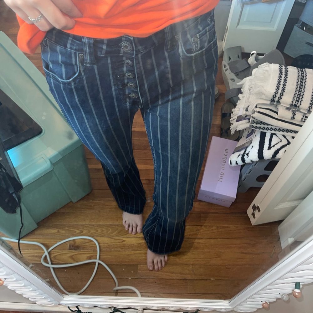 Rock & Roll striped flare jeans/ bell bottom jeans